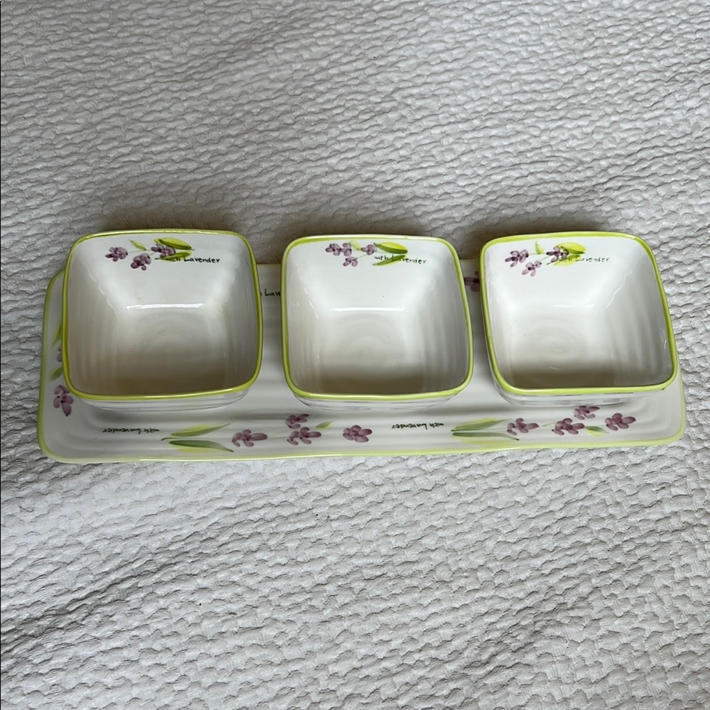 Floral Ceramic Serving Set with Tray